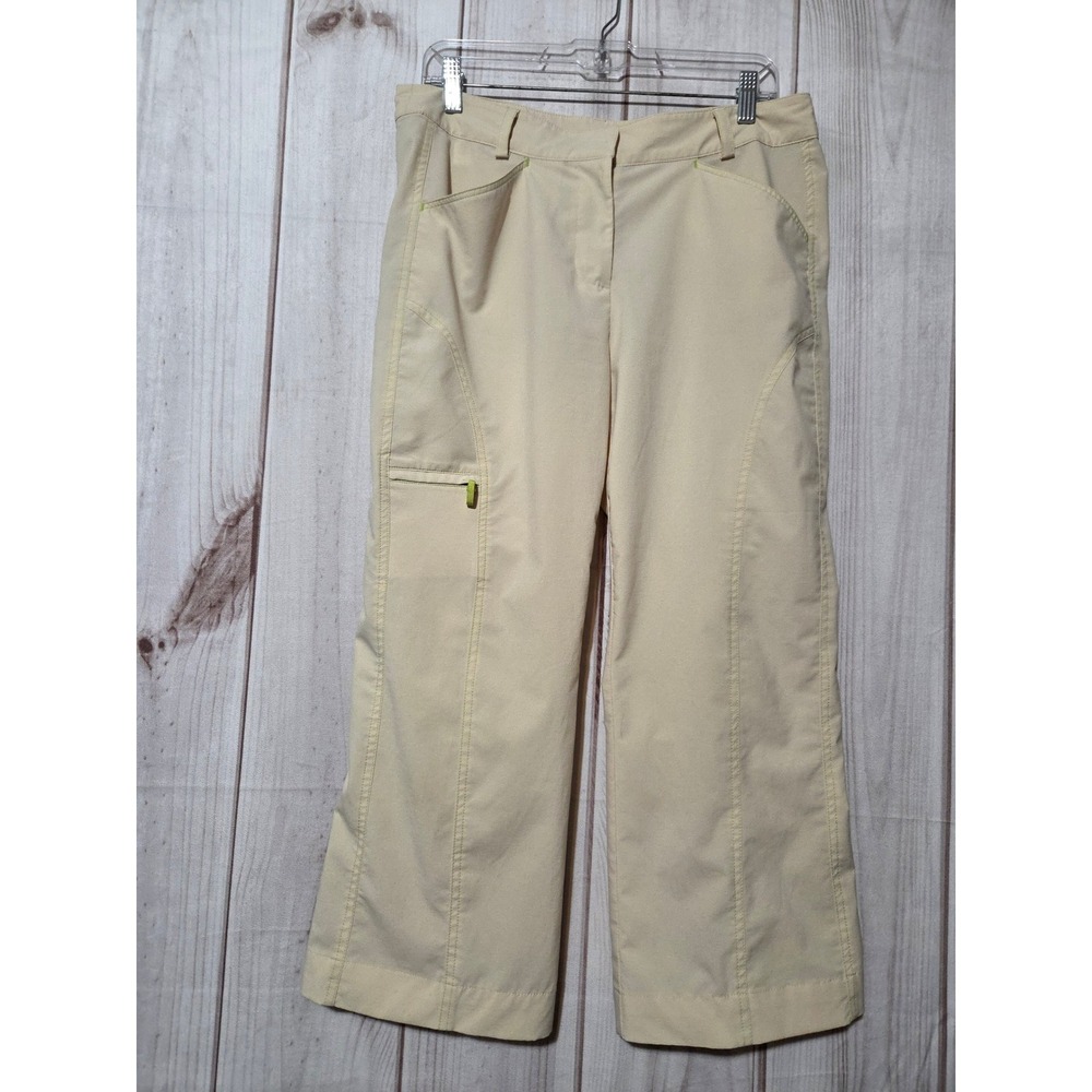 Annika Cutter & Buck Womens Golf Pants Beige Stretch Water Resist Crop Size 8